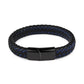 Handmade Luxury Modern Leather Black Blue Braided Leather Bracelet for Men Stainless Steel Design