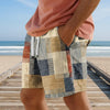 Trendy Plaid Board Shorts with 3D Print - DK2024XQ391