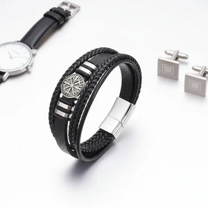 viking leather bracelet for men Nordic Magnetic Clasp Bracelet for Men