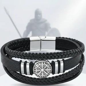 viking leather bracelet for men Nordic Magnetic Clasp Bracelet for Men