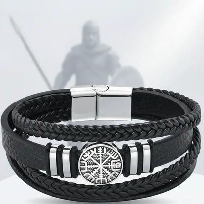 viking leather bracelet for men Nordic Magnetic Clasp Bracelet for Men