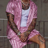 Trendy men two piece Beach set - Baby Pink
