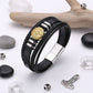 viking leather bracelet for men Nordic Magnetic Clasp Bracelet for Men