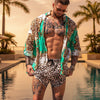 Trendy men two piece Beach set - Green