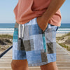Trendy Plaid Board Shorts with 3D Print - DK2024XQ393