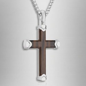 Ebony Wood Cross Pendant (Silver)