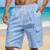 Men's Full Size Drawstring Shorts with Cargo Pockets Plus Size - Light Blue