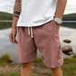 Men's Corduroy Shorts With Drawstring Fashion Casual Pockets Pants Summer