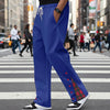 Contrast Color Drawstring No Fly Straight Track Sweatpants - Sapphire Blue