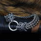Vikings Wolf Charm Stainless Steel Bracelet