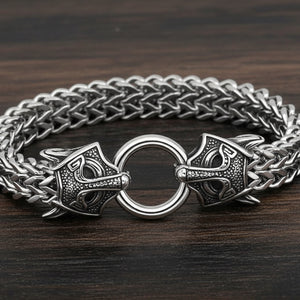 Vikings Wolf Charm Stainless Steel Bracelet