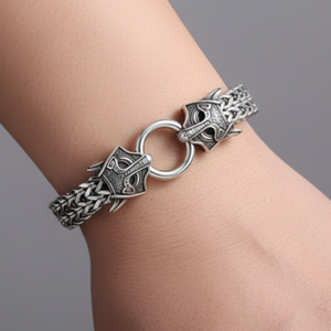 Vikings Wolf Charm Stainless Steel Bracelet