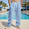 Men's Full Size Drawstring Pants with Pockets Plus Size - Light Blue