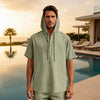 European And American Linen Short-sleeved Men's T-shirt Simple - Army Green