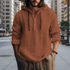 Men's Full Size Half Button Long Sleeve Hoodie - Terracotta