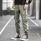 Men's Loose All-match Multi-pocket Wear-resistant Solid Color Ankle Banded Cargo Pants