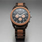 Men's Wood Chronograph Watch - Six Hand Calendar Sports Casual Timepiece