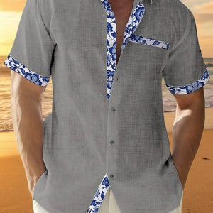 Men Casual Shirt Button Down Short Sleeve