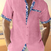 Men Casual Shirt Button Down Short Sleeve - Pink