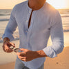 Men's Casual Solid Long Sleeve Shirt - Blue