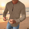 Men's Casual Solid Long Sleeve Shirt - Brown