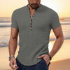Men's Popover Shirt Short Sleeve Plain V Neck - Gray