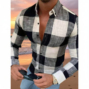 Men's Shirt Bishop Sleeve Collar Shirt