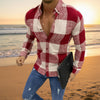 Men's Shirt Bishop Sleeve Collar Shirt - Brick