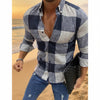 Men's Shirt Bishop Sleeve Collar Shirt - Dark Blue