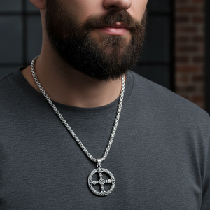 Celtic Shield Knot and Cross Stainless Steel Necklace
