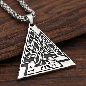 Vikings Valknut with Yggdrasil Tree of Life Stainless Steel Necklace